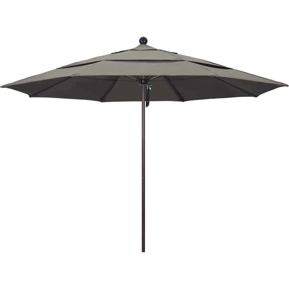 Patio Umbrellas; Diameter (Feet): 11; Height (Feet): 8.917; Fabric Color: Taupe; Base Included: No; Canopy Fabric: Pacifica; Fade Resistant: Yes; Additional Information: Pulley Lift; Frame Material: Aluminum