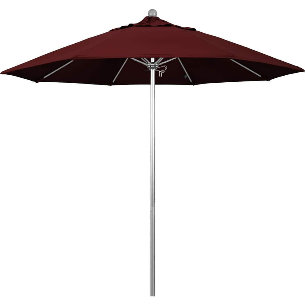 Patio Umbrellas; Diameter (Feet): 9; Height (Feet): 8.583; Fabric Color: Burgundy; Base Included: No; Canopy Fabric: Pacifica; Fade Resistant: Yes; Additional Information: Push Lift; Frame Material: Aluminum