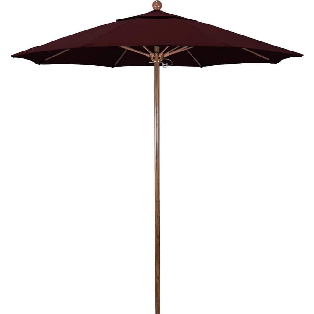 Patio Umbrellas; Diameter (Feet): 7.5; Height (Feet): 8.000; Fabric Color: Burgundy; Base Included: No; Canopy Fabric: Pacifica; Fade Resistant: Yes; Additional Information: Push Lift; Frame Material: Aluminum