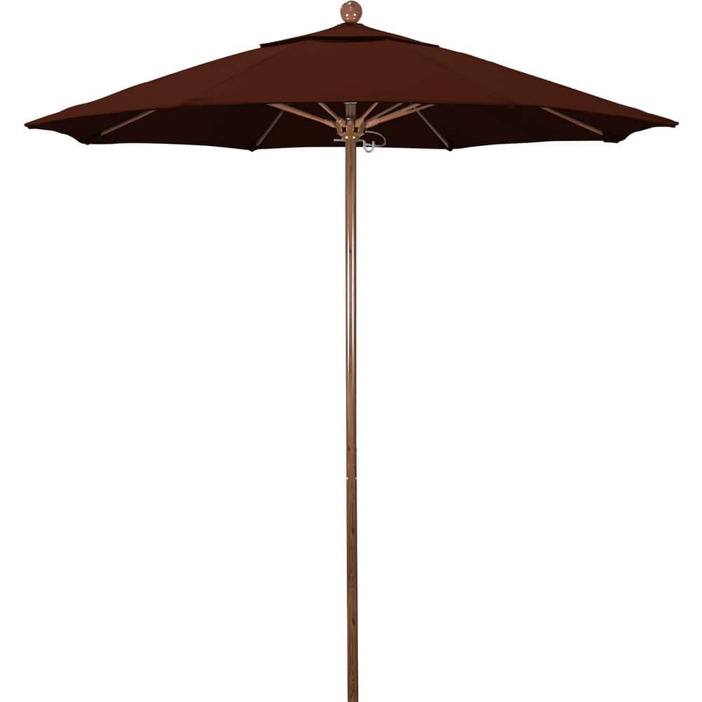 Patio Umbrellas; Diameter (Feet): 7.5; Height (Feet): 8.000; Fabric Color: Brick; Base Included: No; Canopy Fabric: Pacifica; Fade Resistant: Yes; Additional Information: Push Lift; Frame Material: Aluminum