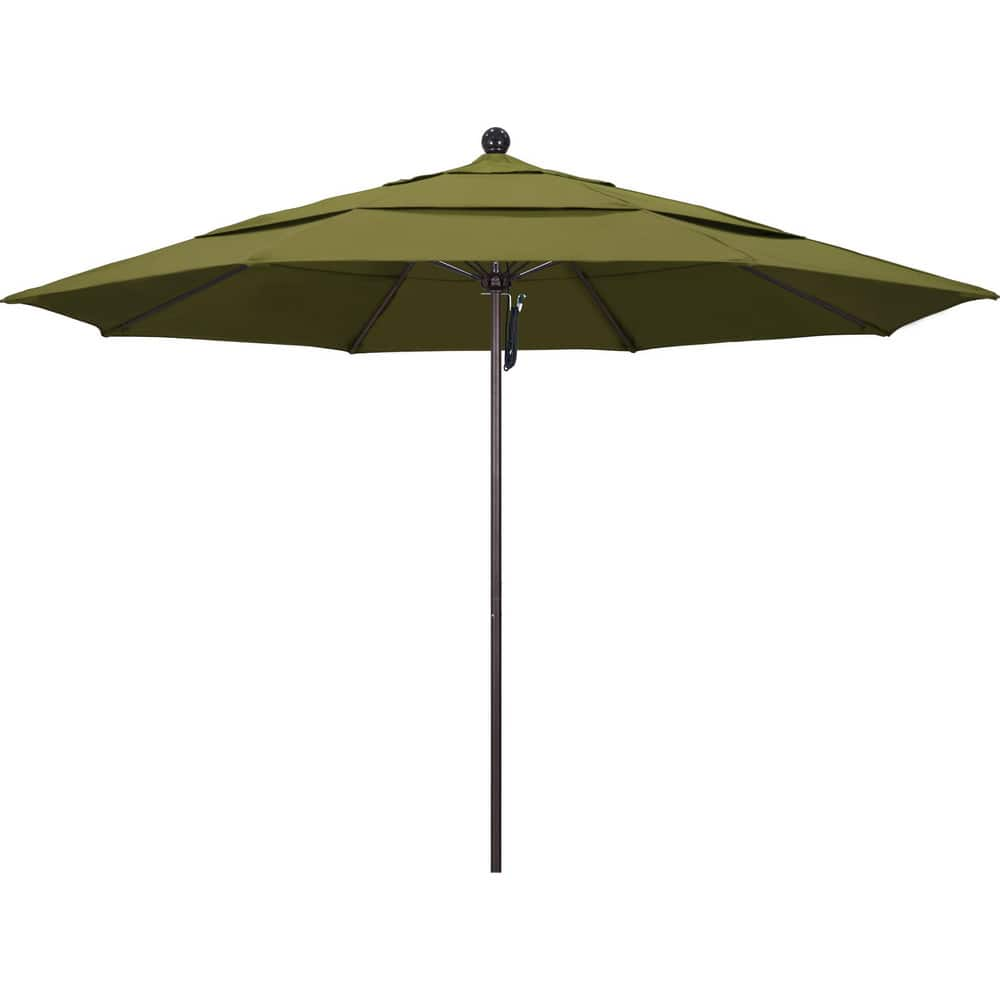 Patio Umbrellas; Diameter (Feet): 11; Height (Feet): 8.917; Fabric Color: Palm; Base Included: No; Canopy Fabric: Pacifica; Fade Resistant: Yes; Additional Information: Pulley Lift; Frame Material: Aluminum