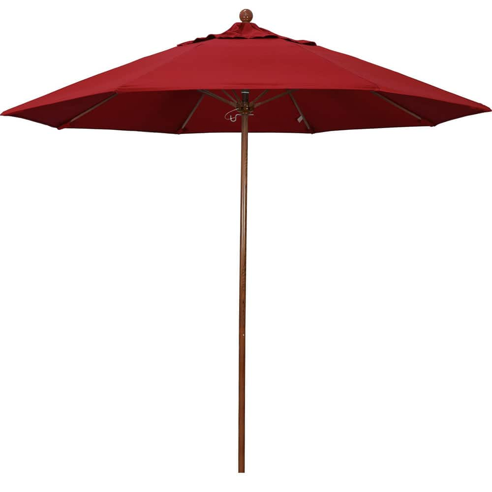 Patio Umbrellas; Diameter (Feet): 9; Height (Feet): 8.583; Fabric Color: Red; Base Included: No; Canopy Fabric: Pacifica; Fade Resistant: Yes; Additional Information: Push Lift; Frame Material: Aluminum