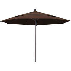 Patio Umbrellas; Diameter (Feet): 77; Height (Feet): 8.917; Fabric Color: Mocha; Base Included: No; Canopy Fabric: Pacifica; Fade Resistant: Yes; Additional Information: Pulley Lift; Frame Material: Aluminum