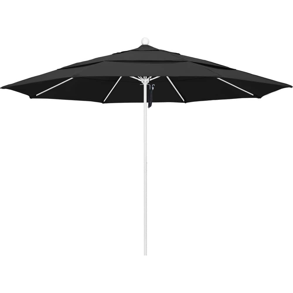 Patio Umbrellas; Diameter (Feet): 11; Height (Feet): 8.917; Fabric Color: Black; Base Included: No; Canopy Fabric: Pacifica; Fade Resistant: Yes; Additional Information: Pulley Lift; Frame Material: Aluminum