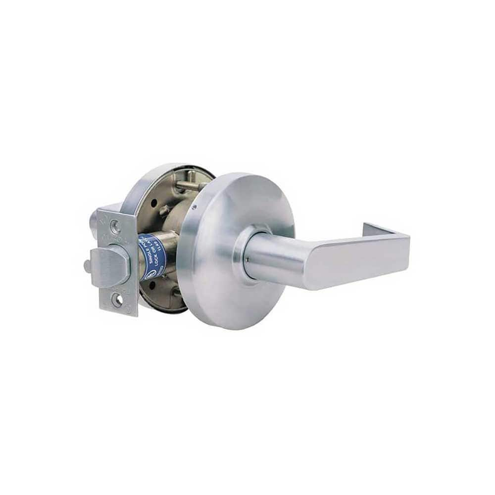 Lever Locksets; Type: Privacy; Key Type: Keyless; Strike Type: ANSI 4-7/8; Finish/Coating: Satin Chrome; Material: Steel; Material: Steel; Door Thickness: 1-3/8-1/3-4; Backset: 2.75; Lockset Grade: Grade 1; Cylinder Type: None; Minimum Order Quantity: Ste