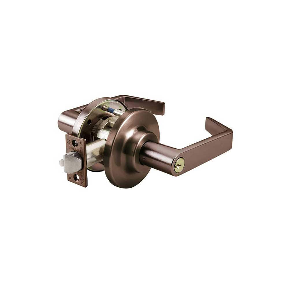 Lever Locksets; Type: Classroom; Key Type: Keyed Different; Strike Type: ANSI 4-7/8; Finish/Coating: Oil Rubbed Bronze; Material: Steel; Material: Steel; Door Thickness: 1-3/4″ ™2-1/4″ ™; Backset: 2.75; Lockset Grade: Grade 1; Cylinder Type: Conventional;