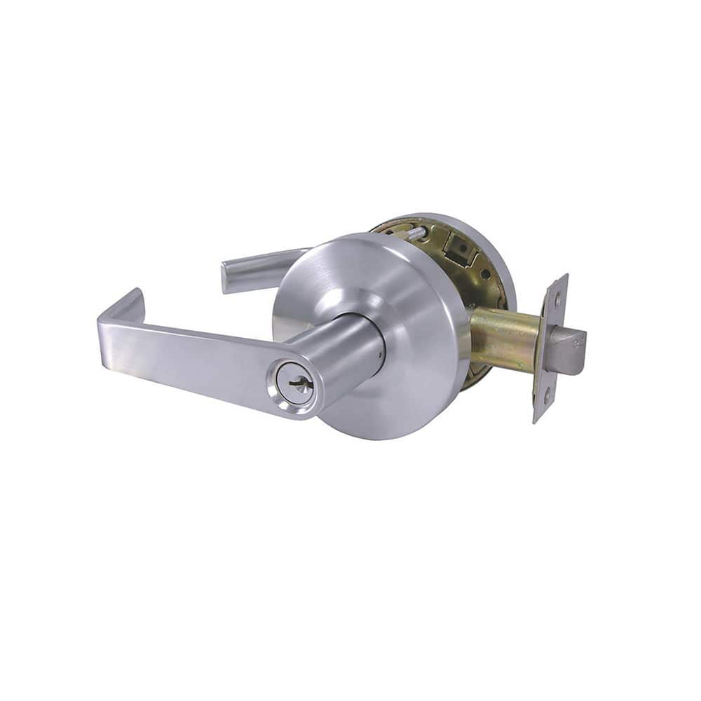 Lever Locksets; Type: Classroom; Key Type: Keyed Different; Strike Type: ASA Strike; Finish/Coating: Satin Chrome; Material: Brass/Zinc; Material: Brass/Zinc; Door Thickness: 1-3/4-2; Backset: 2.75; Lockset Grade: Grade 2; Cylinder Type: Conventional; Min