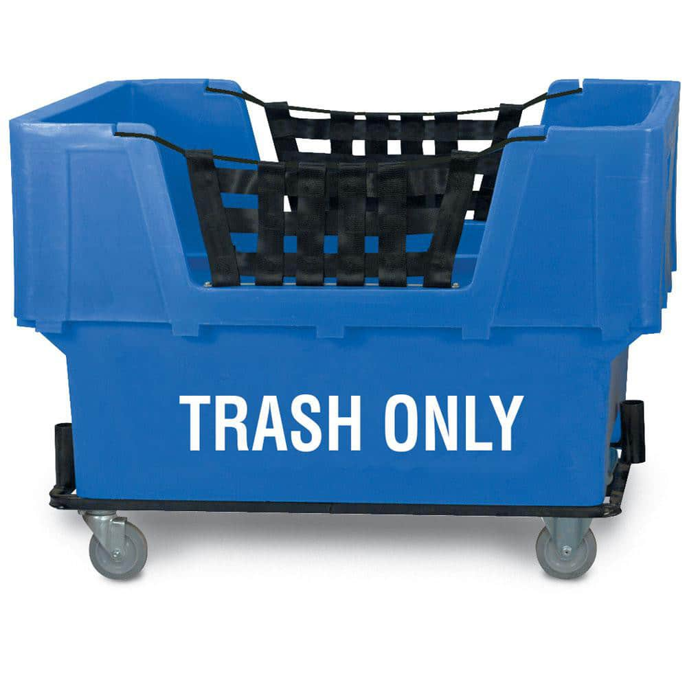 Polyethylene Basket Truck: 18 lb Capacity, 37″ Deep, 48″ Long (2) Rigid & (2) Swivel Wheels, 4″ Wheels, Rubber Casters