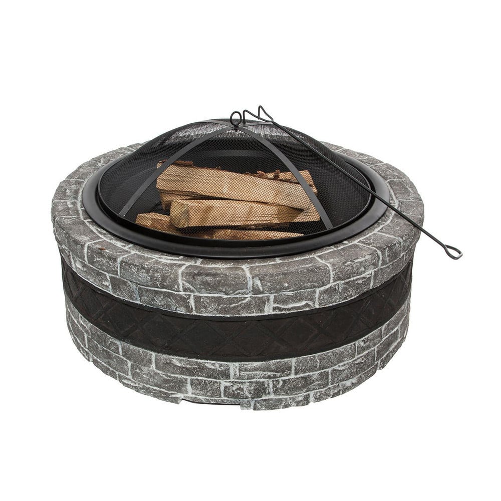 Wood-Burning Firepits; Shape: Circular; Base Material: Cast Iron; Bowl Material: Stainless Steel; Diameter (Inch): 35; Color: Black/Gray