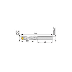 Replaceable Tip Drill: 6.5 to 6.9 mm Drill Dia, 22.8 mm Max Depth, 8 mm Straight-Cylindrical Shank Uses DMP Inserts, 77.48 mm OAL, Through Coolant