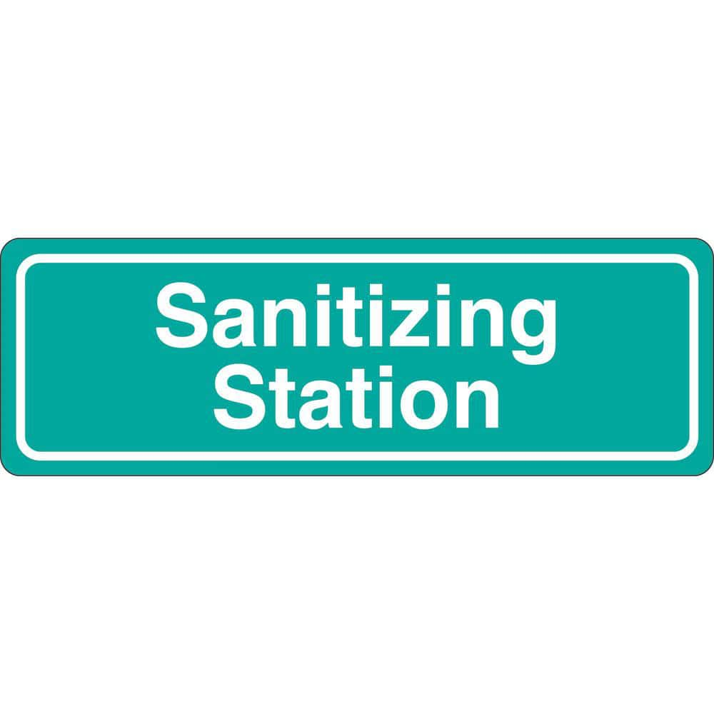 Facility Sign: Rectangle, ″Sanitizing Station″ Acrylic, Double Sided Tape, 3″ High