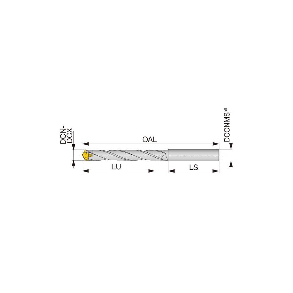 Replaceable Tip Drill: 10 to 10.4 mm Drill Dia, 68 mm Max Depth, 12 mm Straight-Cylindrical Shank Uses DMP Inserts, 140.03 mm OAL, Through Coolant