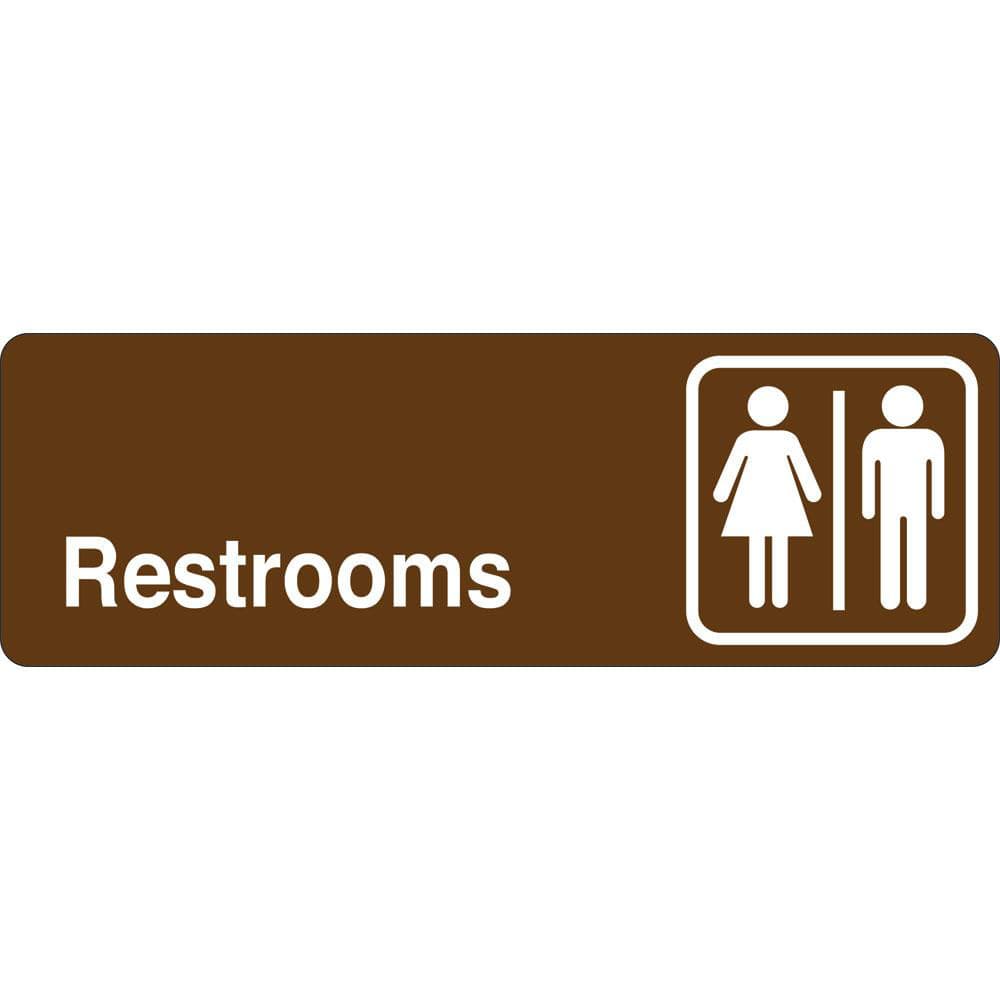 Facility Sign: Rectangle, ″Restrooms″ Acrylic, Double Sided Tape, 3″ High