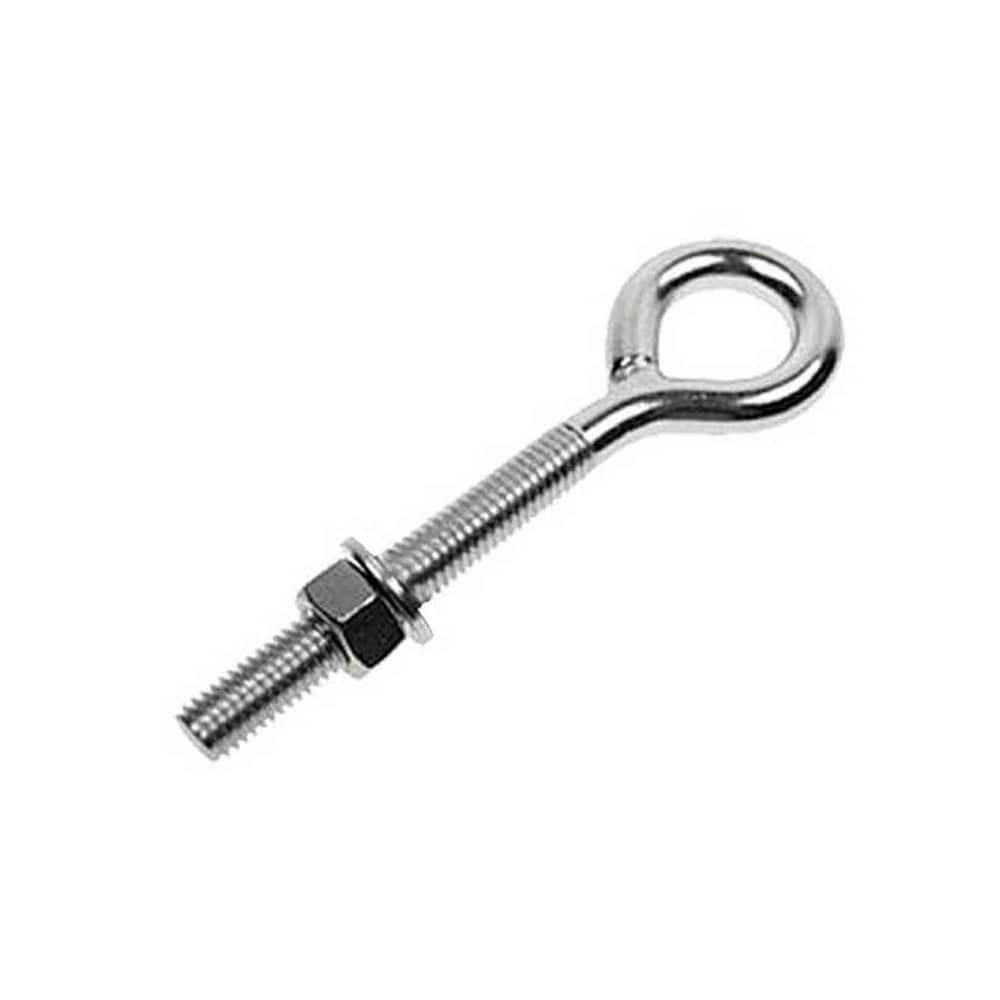 Fixed Lifting Eye Bolt: Without Shoulder, 2,600 lb Capacity, 1/2 ™ Thread, Steel Partially Threaded, 6″ Shank, 3″ Thread Length