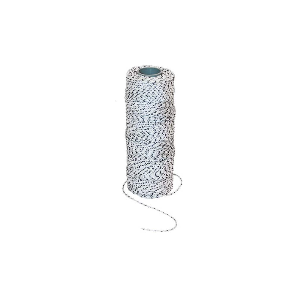 Twine; Type: Mason Line; Material: Nylon; Twine Construction: Braided; Color: White; Black; Overall Diameter: 0.073; Breaking Strength (Lb.): 250.000; Twine Size: #24; Length (Feet): 685.00; Twine Size: #24; Diameter (Decimal Inch): 0.073; Color: White; B