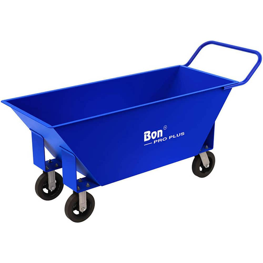 Forklift Mortar Buggy Utility Cart: 44″ OAL, 24″ OAW, 24″ OAH, Steel, Blue Swivel, Replaceable Wheels