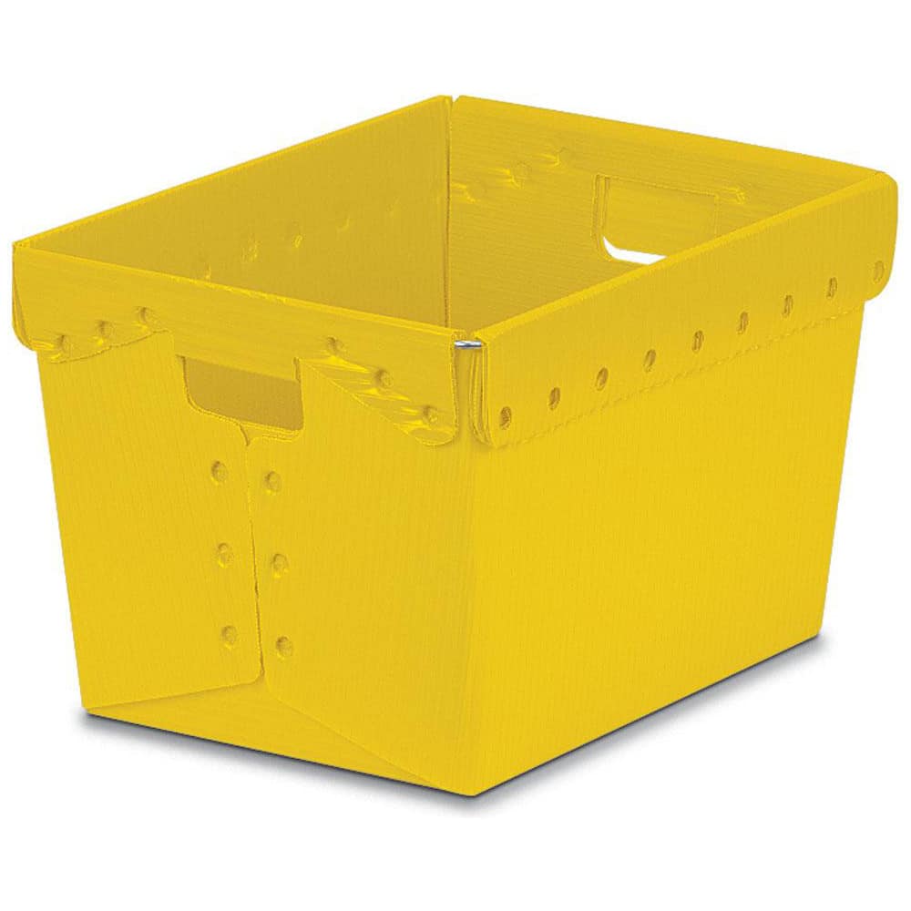 Plastic Storage Tote: 11.375″ High, 13.25″ Wide, 18.5″ Long Yellow, Nesting