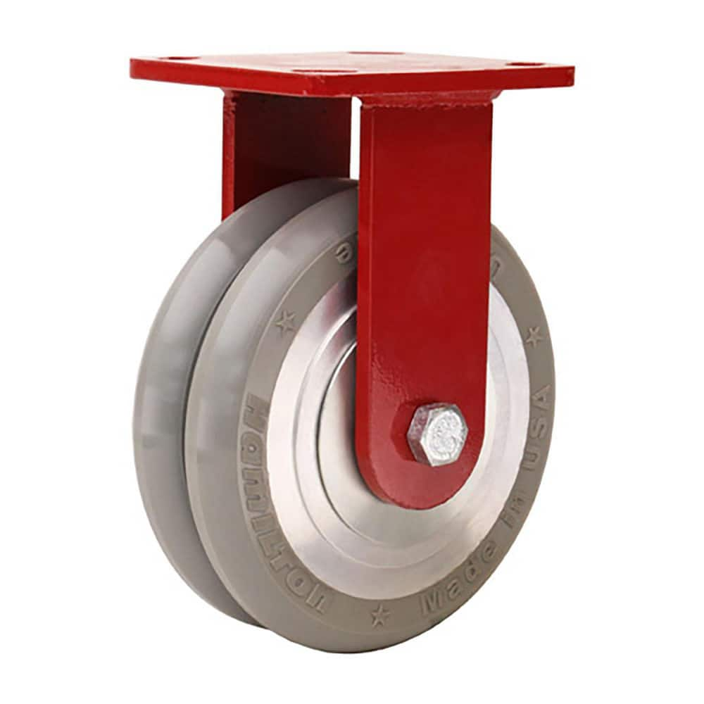 Rigid Top Plate Caster: Polyurethane on Aluminum, 6″ Wheel Dia, 2″ Wheel Width, 1,500 lb Capacity, 7-1/2″ OAH 4.5″ Plate Length, 4″ Plate Width, Non-Marking