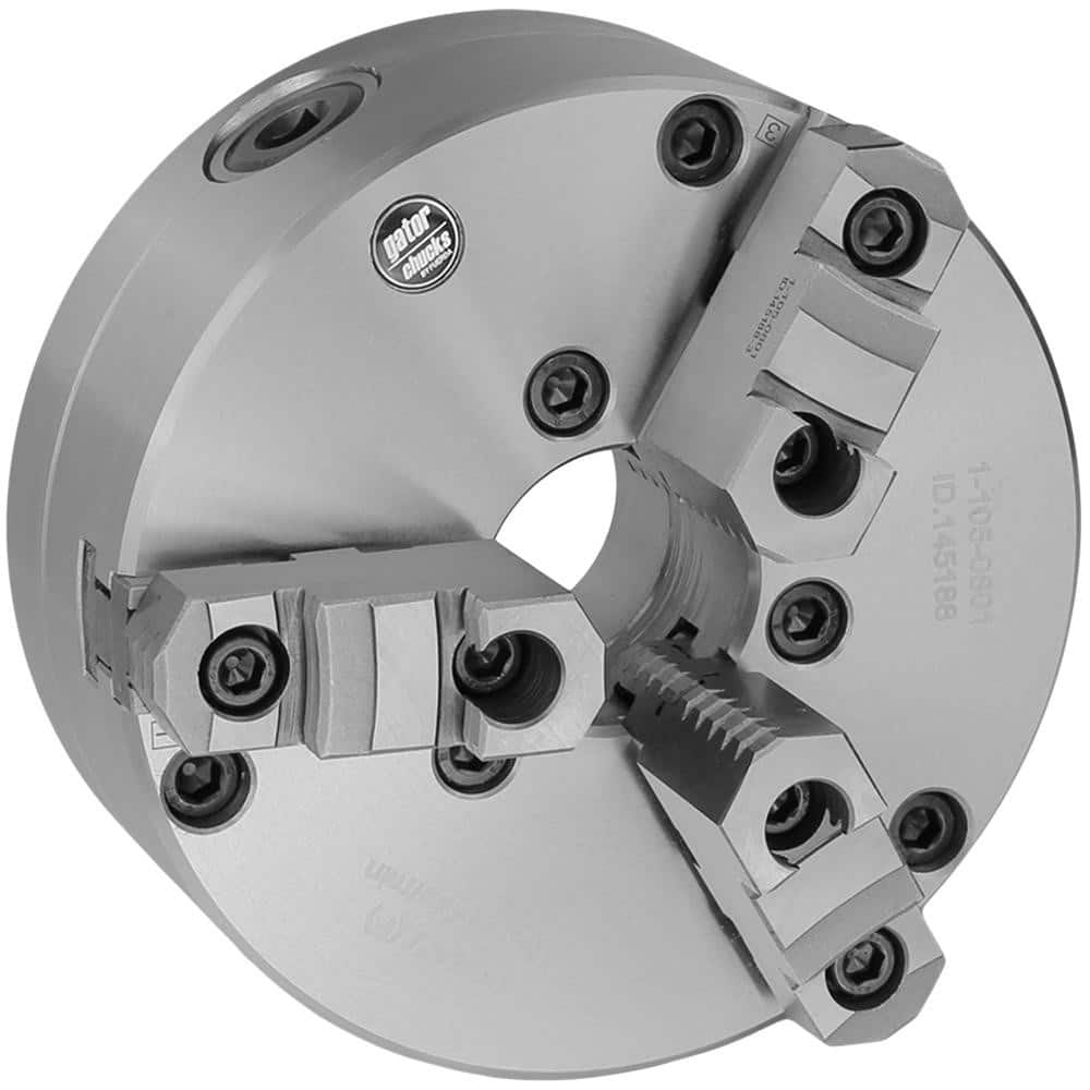 Self-Centering Manual Lathe Chuck: 3-Jaw,  12″ Dia Two-Piece Jaws, Front Mount, 2,800 Max RPM