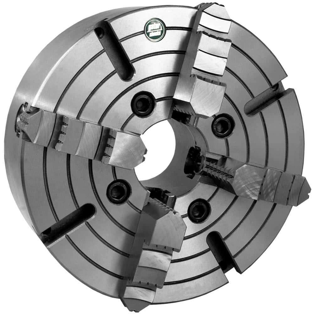 Independent Manual Lathe Chuck: 4-Jaw,  16″ Dia Hard & Solid Jaws, Direct Mount, 800 Max RPM