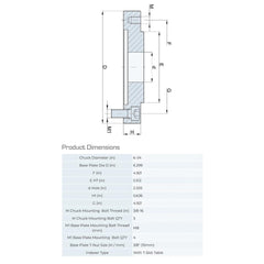 Lathe Chuck Adapter Back Plates; Nominal Chuck Size: 6 in; Mount Type: Slotted Table; Spindle Nose Type: Slotted Table; Chuck Compatibility: 1-202-0601; 1-105-0601; 1-201-0601; 1-203-0601; Through-hole Diameter: 1.85 in; Chuck Diameter Compatibility: 6 in