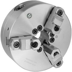 Self-Centering Manual Lathe Chuck: 3-Jaw,  10″ Dia Two-Piece Jaws, Direct & A1-8 Mount, 3,500 Max RPM