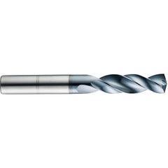 ‎#9 Dia. × 1/4″ Shank × 1-3/4″ Flute Length × 3-1/4″ OAL, 5xD, 145°, TA, 2 Flute, External, Round Solid Carbide Drill - Exact Industrial Supply