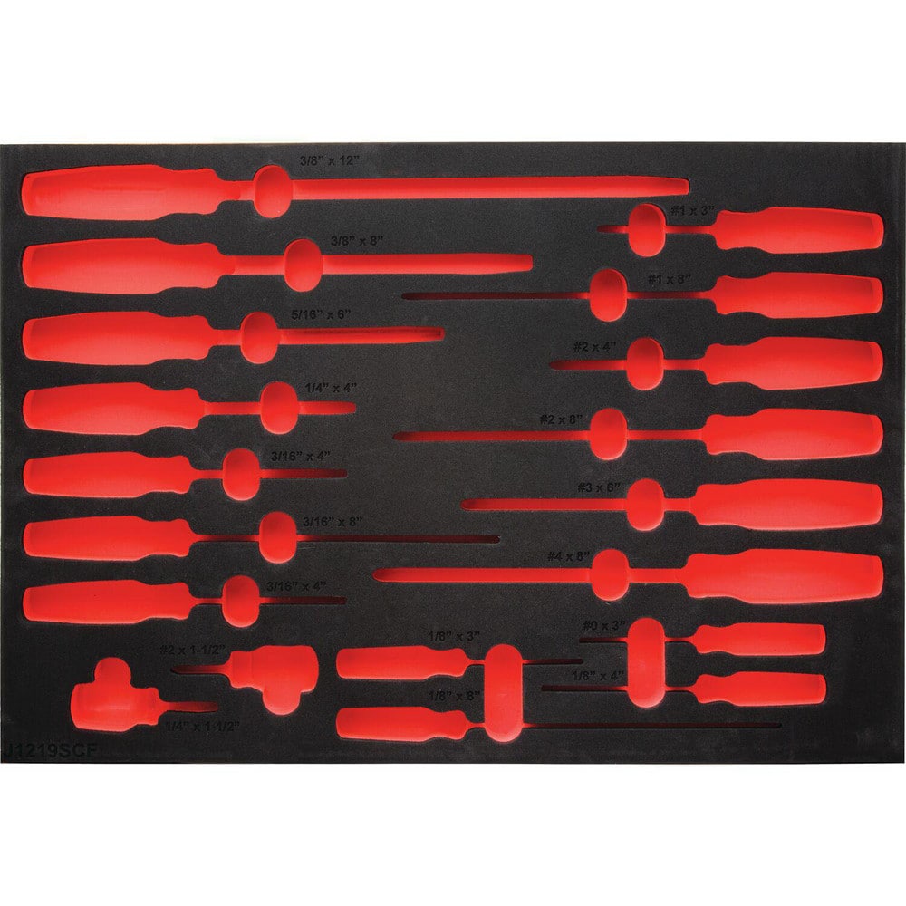 Tool Box Case & Cabinet Inserts; Type: Foam Insert; For Use With: J1219SC; Material Family: Foam; Width (Inch): 23 in; Depth (Inch): 16 in; Height (Inch): 1.25; Height (Inch): 1.25 in; Color: Red; Length: 16.0000; Psc Code: 0