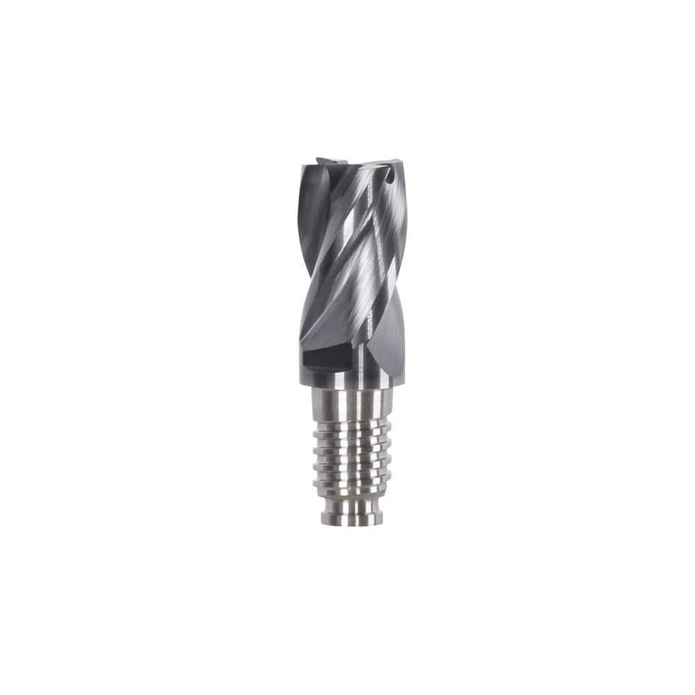 Corner Radius & Corner Chamfer End Mill Heads; Chamfer Angle: 45.000; Connection Type: Duo-Lock 10; Centercutting: Yes; Flute Type: Spiral; Number Of Flutes: 4; End Mill Material: Solid Carbide; Overall Length: 0.79