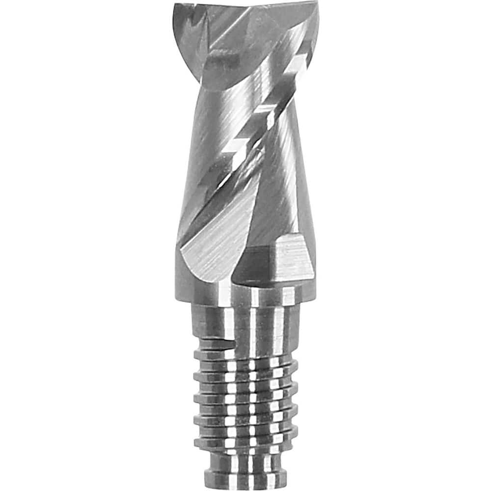 Corner Radius & Corner Chamfer End Mill Heads; Chamfer Angle: 45.000; Connection Type: Duo-Lock 12; Centercutting: Yes; Flute Type: Spiral; Number Of Flutes: 2; End Mill Material: Solid Carbide; Overall Length: 0.94