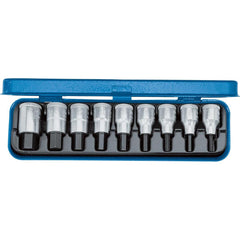 Hex & Torx Bit Socket Sets; Set Type: Hex Bit; Overall Length: 281.00; Number Of Pieces: 9; Material: Metal; Container Type: Steel Case; Includes: Screwdriver Bit Socket 1/2 in for Hexagon Socket Screws No. IN 19 5 6 7 8 9 10 12 14 17