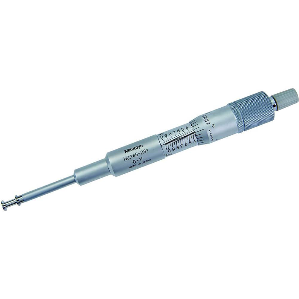 Groove Micrometers; Operation Type: Mechanical; Minimum Inside Measurement: 0.055 in; Maximum Inside Measurement: 1.5 in; Maximum Inside Measurement (Decimal Inch): 1.0500; Minimum Outside Measurement: 0 in; Maximum Outside Measurement: 1 in; Minimum Outs