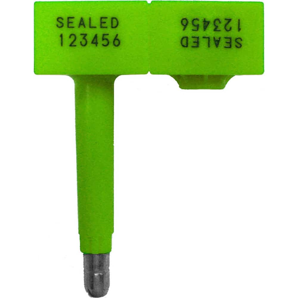 Security Seals; Type: Plastic Overmolded Bolt Seal; Overall Length (Decimal Inch): 4.00; Operating Length: 3.5 in; Breaking Strength: 2500.000; Material: Plastic; Steel; Color: Green; Color: Green; Overall Length: 4.00; Material: Plastic; Steel; Product T