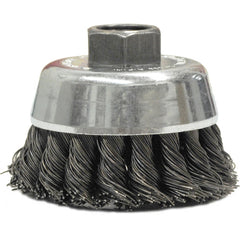 2-3/4″ Single Row Knot Wire Cup Brush, .020″ Steel Fill, M10x1.50 Nut - Caliber Tooling