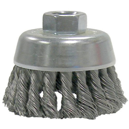 2-3/4″ Single Row Knot Wire Cup Brush, .020″ Steel Fill, M14 × 2.0 Nut - Caliber Tooling