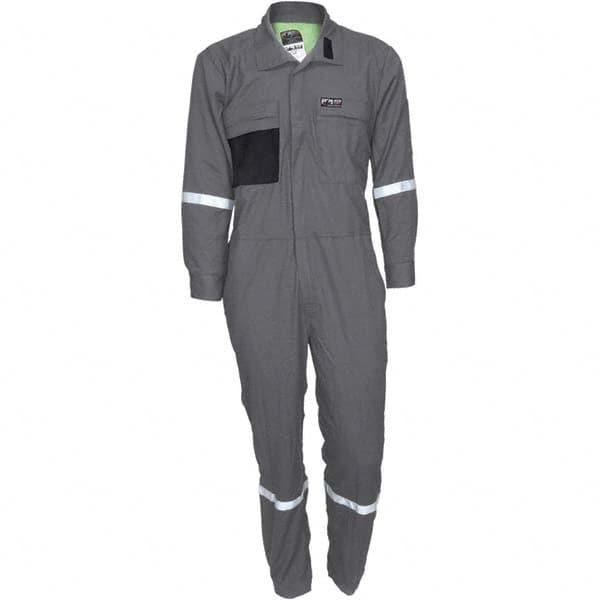 Coveralls: Size 58 Regular, Modacrylic Fleece Gray, Zipper Closure, 9 Pocket