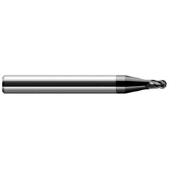 Harvey Tool - Ball End Mills; Mill Diameter (Decimal Inch): 0.0100 ; Number of Flutes: 4 ; Length of Cut (Inch): 1/64 ; Length of Cut (Decimal Inch): 0.0150 ; Material: Solid Carbide ; Overall Length (Inch): 1-1/2 - Exact Industrial Supply