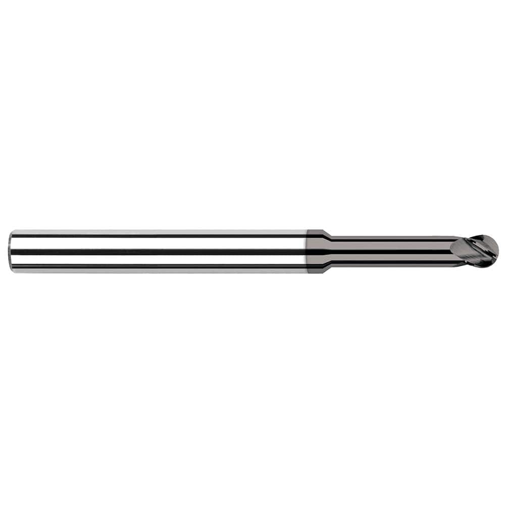 Harvey Tool - Ball End Mills; Mill Diameter (Inch): 1/64 ; Mill Diameter (Decimal Inch): 0.0150 ; Number of Flutes: 4 ; Length of Cut (Decimal Inch): 0.0230 ; Material: Solid Carbide ; Overall Length (Inch): 2-1/2 - Exact Industrial Supply