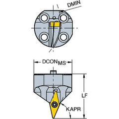 Sandvik Coromant - Modular Grooving Cutting Unit Heads; System Size: 40 ; Series Name: CoroMill 107 ; Cutting Direction: Left Hand ; Modular Head Style: Cutting Head ; Insert Style: VBMT ; Head Length/Projection (mm): 45.00 - Exact Industrial Supply