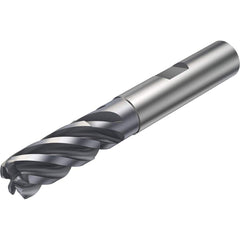 Corner Chamfer End Mill: 0.394″ Dia, 5 Flute, Solid Carbide 72 mm OAL, 10 mm Shank Dia, 38 ° Helix, AlCrN Coated