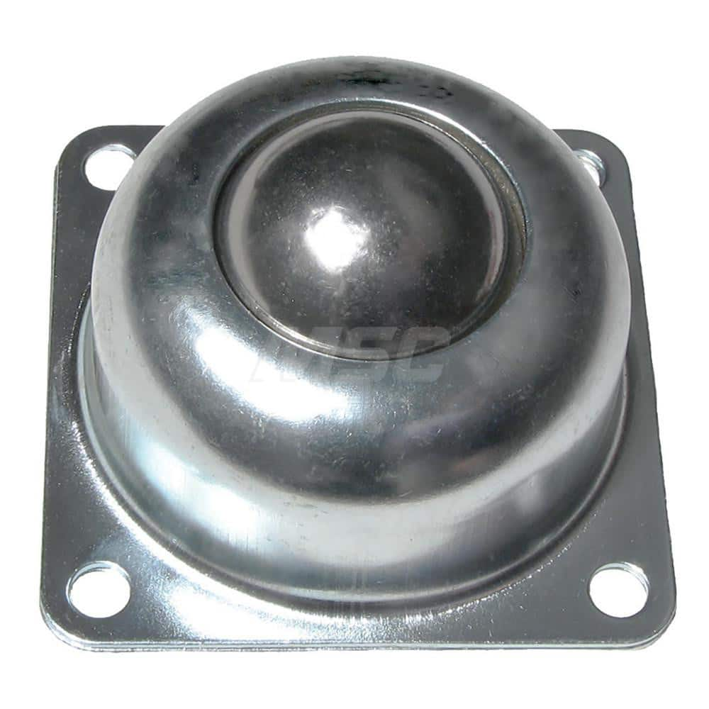 Ball Transfers; Base Shape: Square; Working Orientation: Ball up; Mount Type: Flange; Load Capacity (Lb.): 250; Mount Height: 1.8125 in; Housing Diameter: 2.594; Overall Diameter: 2.594; Mounting Hole Diameter: 0.2813; Flange Width: 3.0000; Housing Finish