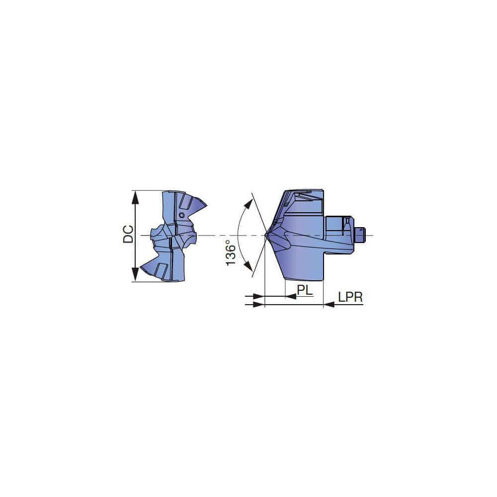 Replaceable Drill Tip:  DMC107 AH9130,  136 &deg N/A TiAlN Finish,  No