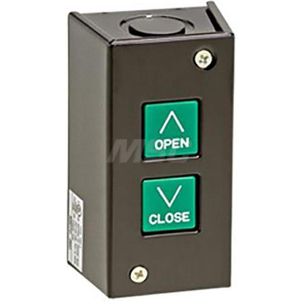 Garage Door Hardware; Type: Control Station, NEMA 1 Interior Use, Surface Mount; For Use With: Commercial Doors; Commercial Gate Openers; Material: Metal; Overall Length: 2.63; Overall Width: 2; Overall Height: 2.875; Number of Buttons: 2; Includes: NEMA