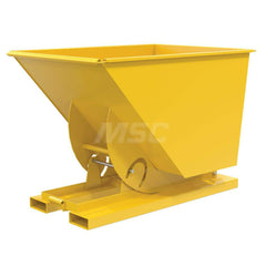 Stationary Tilt Hopper: 6,000 lb Capacity, 42″ Wide, 62″ Long, 43″ High Yellow, Powder Coated Steel, Hand Control