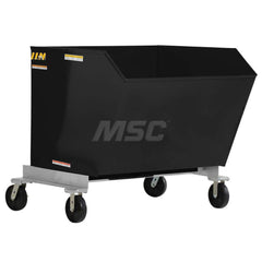 Stationary Tilt Hopper: 2,000 lb Capacity, 59″ Wide, 58.81″ Long, 47.625″ High Black, Powder Coated Steel, Hand Control