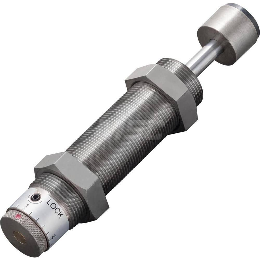 Standard-Duty Shock Absorber: 8 mm Rod Dia, 37 mm OD, 25 mm Stroke, M27 x 1.5 Thread 156 mm OAL, 44.2 lb Force