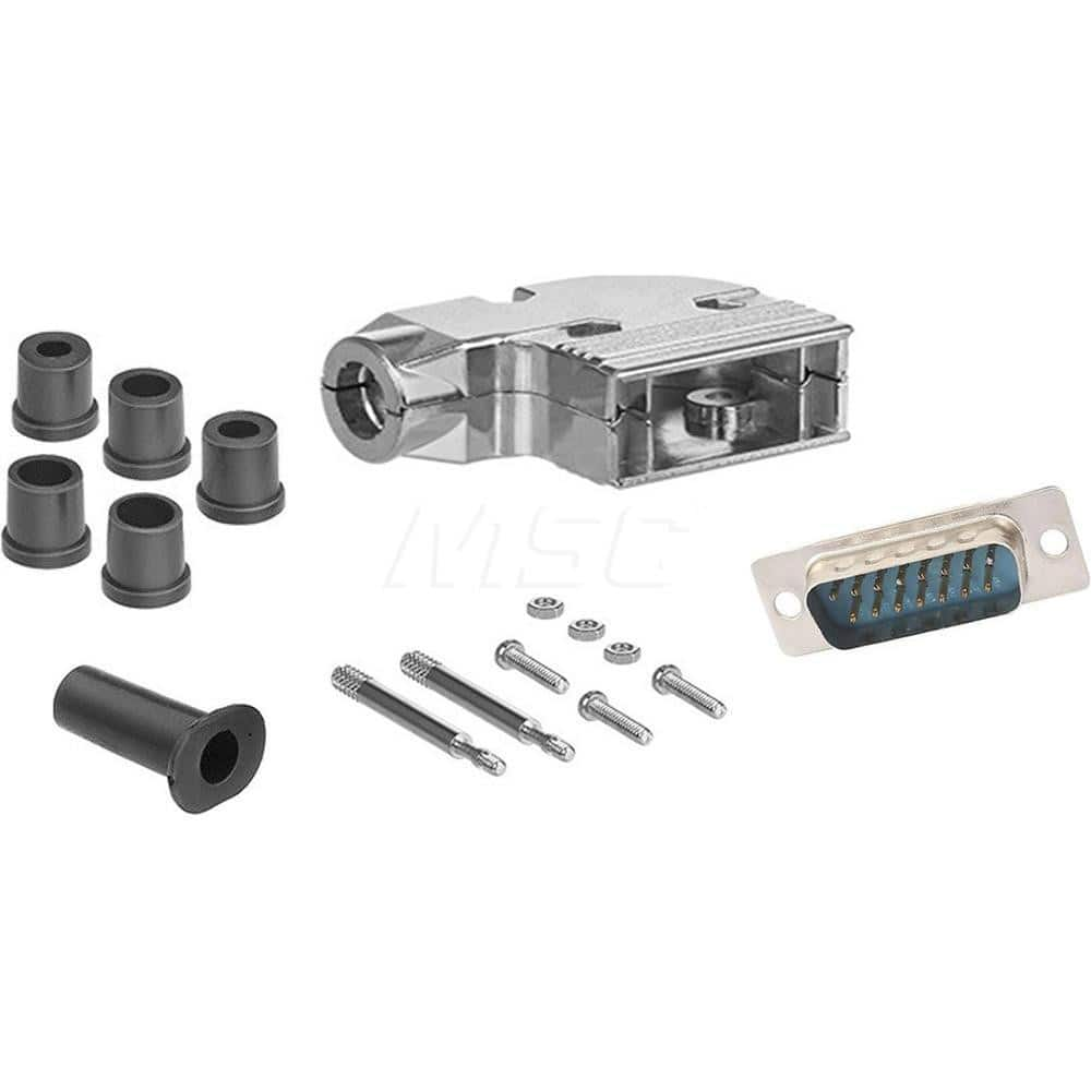 Male D-Sub RS-232 Serial DB15 Adapter Zinc Housing, Nickel-Plated, For Data Networks, Serial Data Transmission Device Management & Instrument Control