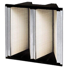 Pleated Air Filter: 12 x 24 x 12″, MERV 15, V-Bank Mini-Pleat Microfiberglass, Plastic Frame