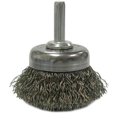 1 3/4″ Crimped Wire Utility Cup Brush, .006″ Steel Fill, 1/4″ Stem - Caliber Tooling