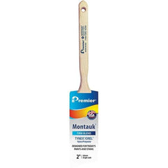 Premier Paint Roller - 2" Tapered Nylon/Polyester Angular Brush - 2-11/16" Bristle Length, 7" Wood Sash Handle - Caliber Tooling